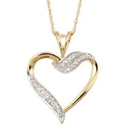 10k Yellow Gold Diamond Heart Necklace  
