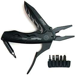 Black 4.5 inch Utility Knife with Pliers, Screwdriver and Bits 