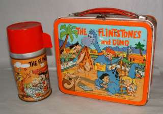 1962 THE FLINTSTONES METAL LUNCH BOX WITH THERMOS  