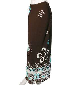 Adi Designs Long Brown Floral Skirt  