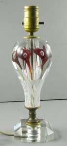 Art Glass Paperweight Lamp Red Trumpet Flowers Controlled Bubbles 