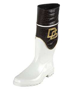 Dolce & Gabbana White Logo Rubber Rain Boots  