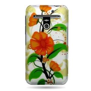 Hard Snap on Shield With ORANGE FLOWERS Design Faceplate Cover Sleeve 