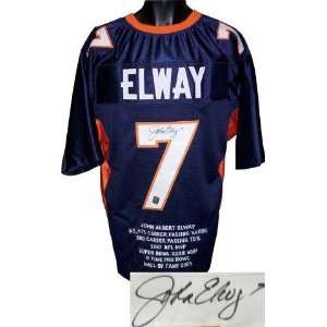   Elway Uniform   Blue Prostyle Stat Hologram   Autographed NFL Jerseys