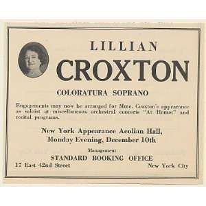Coloratura Soprano Lillian Croxton Booking Management Print Ad (Music 
