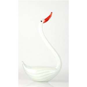    Angel White Swan Hand Blown Art Glass Duck C124