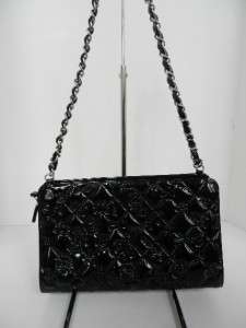 Chanel Black Patent Leather Pattern Quilted Bag/Purse  