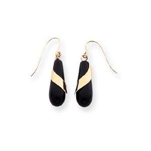  14k Gold Gold & Onyx Drop Earrings Jewelry