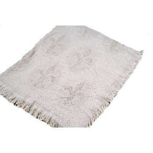  Natural Cream Fleur de Lis Afghan Throw Blanket 48 x 60 