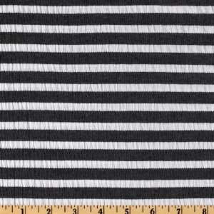 44 Wide Designer Smocked Jersey Knit Stripes Charcoal/White Fabric 