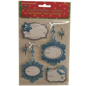  Blue Snowflake Handmade Holiday Gift Tag Stickers   Each 