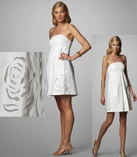   PULITZER BETSEY White Embroidered Strapless Cotton Faille Dress 0 XS