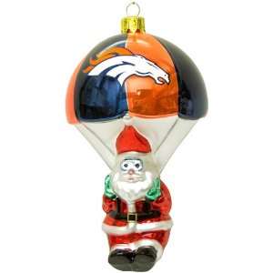   Broncos Blown Glass Parachuting Santa 