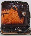 Genuine Leather Mens Black Western Texas Chain Wallet Tooled Stitched 