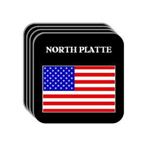 US Flag   North Platte, Nebraska (NE) Set of 4 Mini Mousepad Coasters
