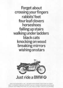 1964 BMW R 27 Motorcycle Superstitions Original Ad  
