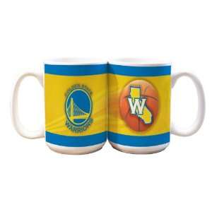  NBA Golden State Warriors 2 Pack 15oz White SportsBall Mug 