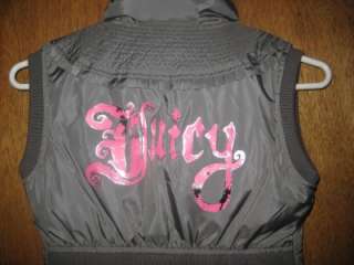 NWT Juicy Couture Girls Sz 8 Grey Slate Sleeveless PUFFER Vest / Ski 