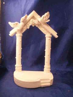 White Wedding Gazebo arch with doves poly resin 7.5  