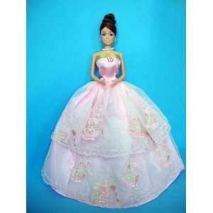   Lace Strapless Evening Gown Made to Fit the Barbie Doll Toys & Games