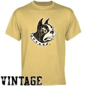  NCAA Wofford Terriers Light Gold Distressed Logo Vintage T 