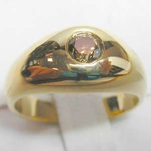 14K Yellow Gold Champagne Diamond Mans Ring Jewelry