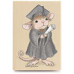 House Mouse The Graduate Wood mounted Rubber Stamp  