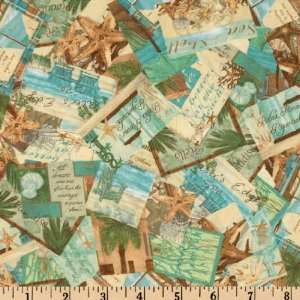  44 Wide Tranquil Moments Collage Teal Fabric By The Yard 