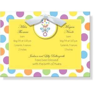    Girl Birth Announcements   Gumballs Rattle Me Invitation Baby