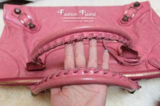 Authentic Balenciaga Pink Giant Work Motorcycle Handbag w/ Rose Gold 