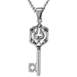 Stainless Steel Polished Gothic Key Necklace  