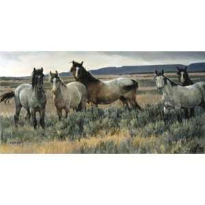  Nancy Glazier AMAZING GRAYS 2 Horses Art CANVAS EDITION 