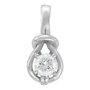  1/2 CT Real Diamond Solitaire Everlong Knot Round Pendant 