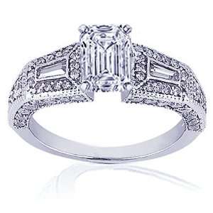  1.75 Ct Emerald Cut Diamond Engagement Ring Pave W 