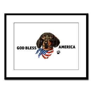  Large Framed Print God Bless America Wiener Dog Dachshund 