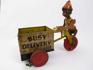 Rare Marx Busy Delivery Black Pinocchio Wind Up Tin Toy  