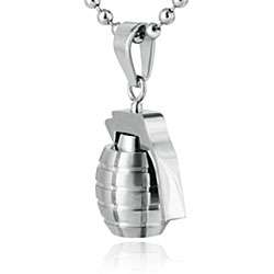 Stainless Steel Polished Grenade Necklace  