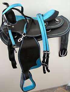 14 Western Show Trail Synthetic Turquoise Bling Saddle  
