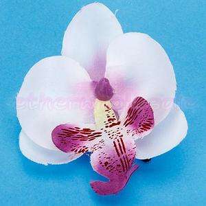 Women Bridal Hawaiian Orchid Flower Hair Clip Wht 2.5  