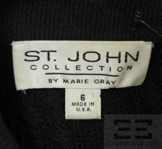 St. John Collection Black Cable Knit Toggle Sweater Coat Size 6  