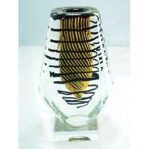  Murano Design Glass Amber Crystal Sommeros Heavy Vase 