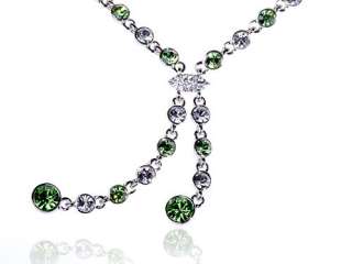 Peridot Green Clr Chain Link Tassel Scarf Swarovski Crystal Rhinestone 