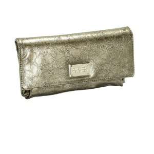 Women Kenneth Cole Gunmetal Patent Clutch with Coin Purse 
