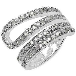  0.74 Carat Genuine White Diamond Sterling Silver Ring 