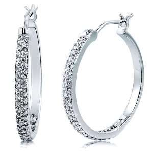  Mothers Day Sterling Silver Cubic Zirconia CZ 1 inch Hoop 