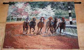 HORSE RACING ~ Around The Bend Tapestry Wall Hanging  