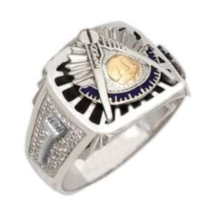  Mens Sterling Silver Masonic Past Master Ring (Size 12.5 