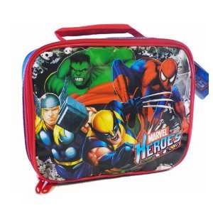Marvel Heroes Soft Lunch Box Insulated Bag Snack Tote Spiderman Hulk 
