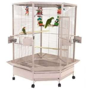  A and E Large Corner Bird Cage White