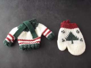 Crocheted Knitted Winter Mitten Sweater with Scarf Christmas Tree 
